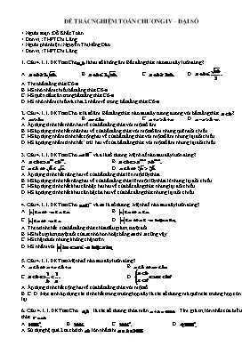 Đề trắc nghiệm môn toán học chương IV  đại số